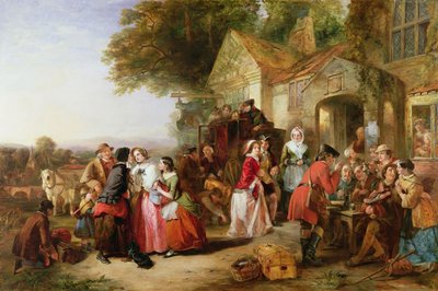 Reizigers buiten een taverne, 1850 door Thomas Falcon Marshall